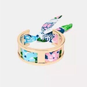 NWT Lilly Pulitzer Scarf Bracelet Gold/Ribbon in Starlight Navy Lydia The Lion